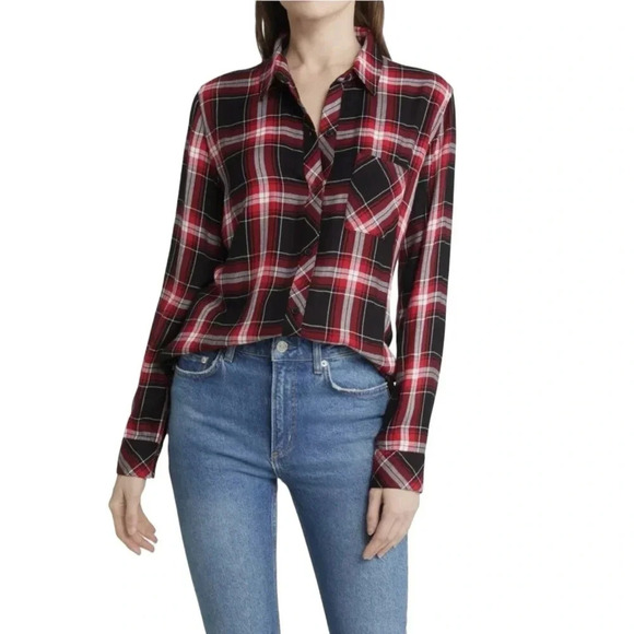 Rails Hunter Plaid Black Candy White Red Shirt Button down Long Sleeve S NWT - Picture 1 of 11